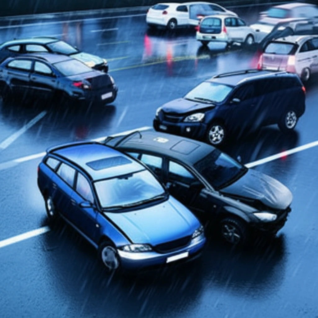 자동차 사고 처리 중인 모습