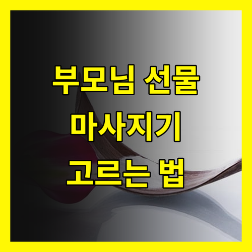 부모님 맞춤 마사지기 선택 가이드: 실패 없는 어버이날 선물 고르는 법