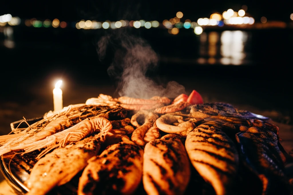 맛있는 해산물 바비큐 요리