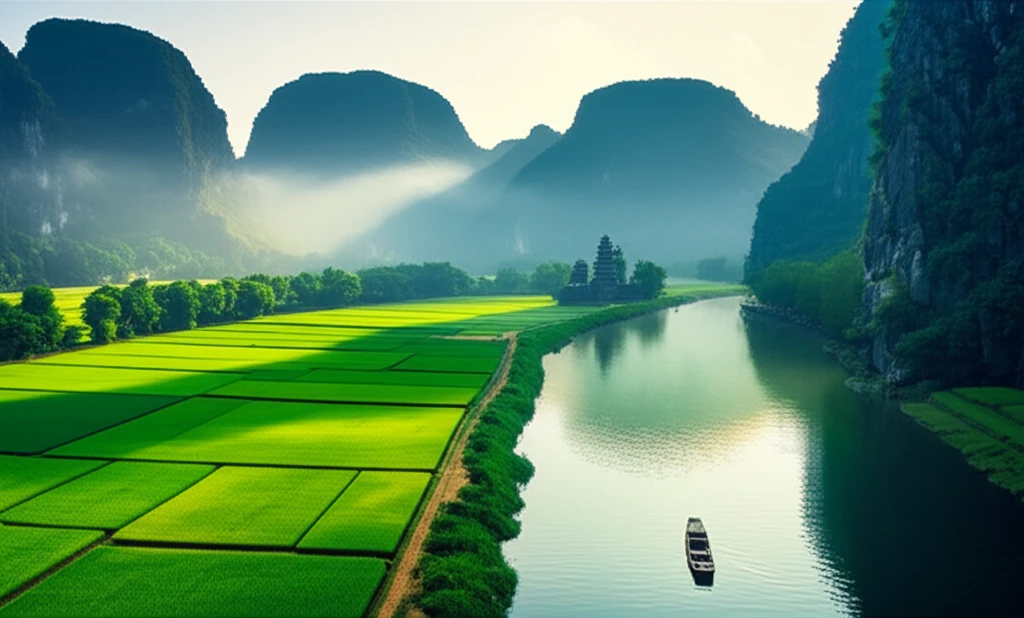 닌빈의 아름다운 카르스트 지형과 강