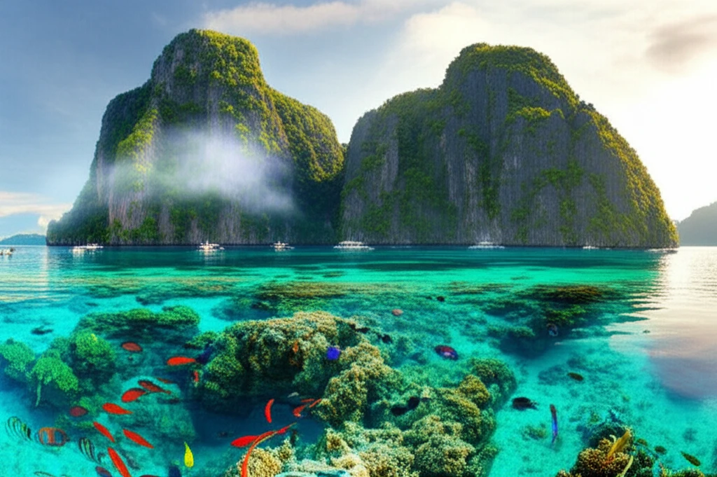 팔라완 해변과 섬 전경