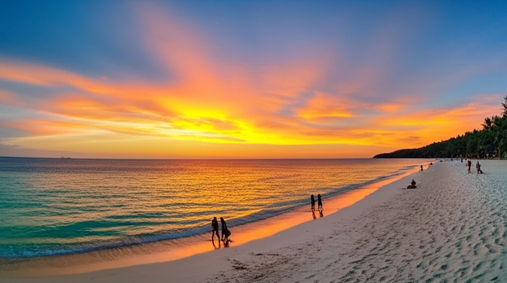 아름다운 알로나 비치의 백사장