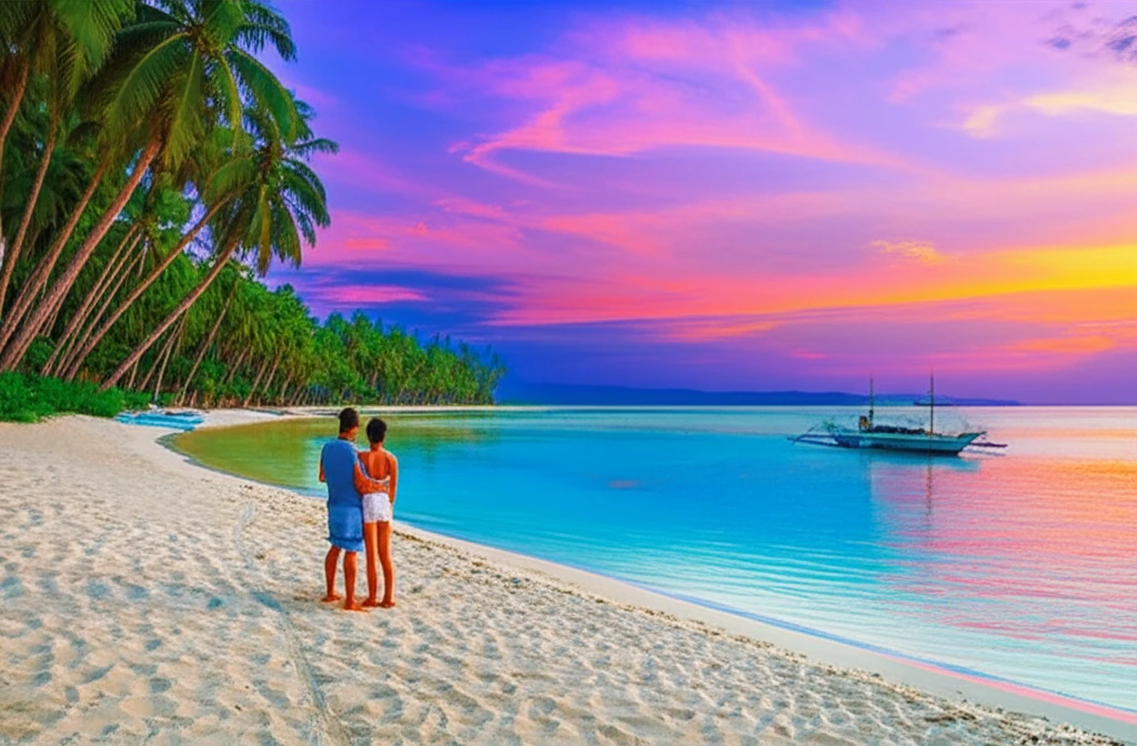 팡라오 해변의 아름다운 석양