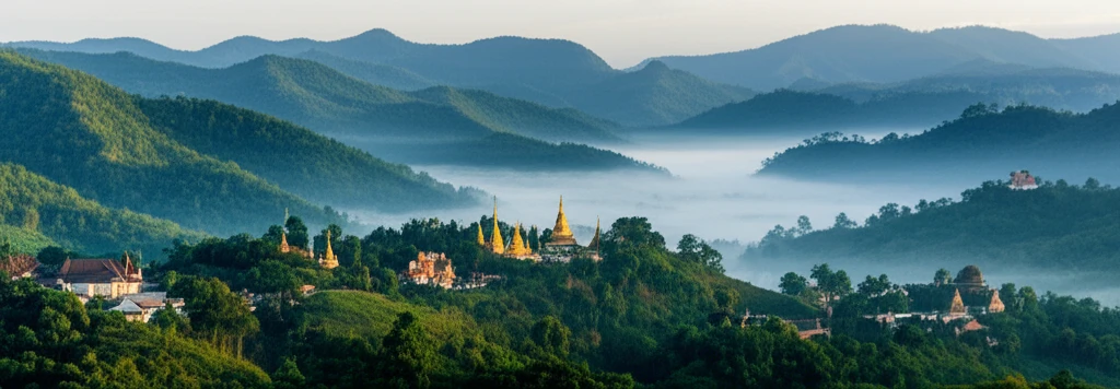 매홍손 야경과 어우러진 사원