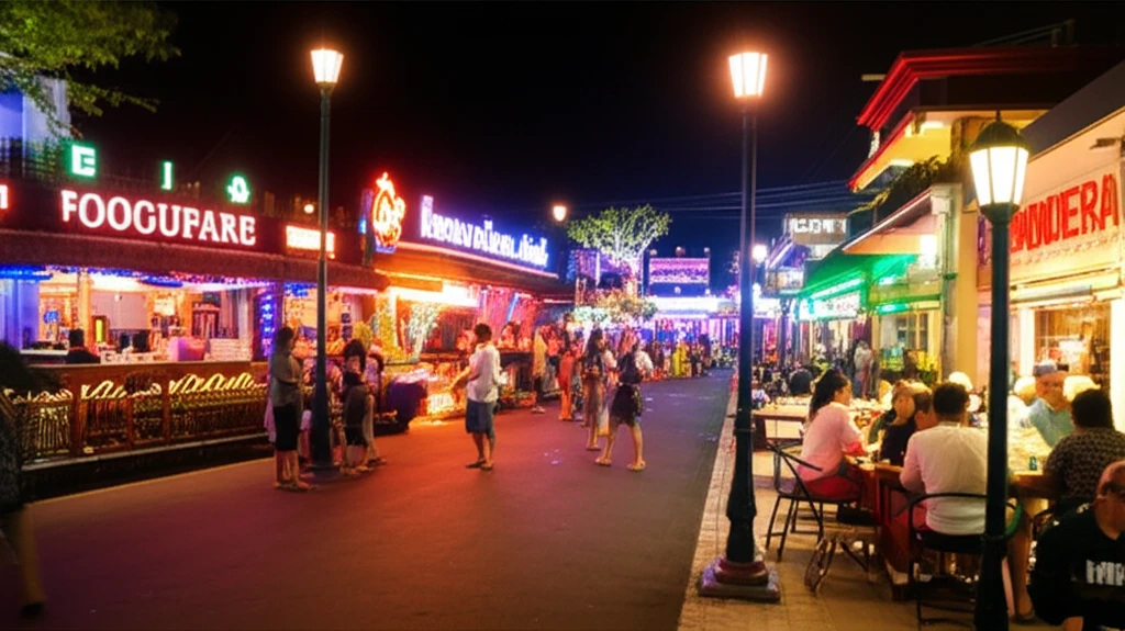 꾸따 레기안 거리 야경