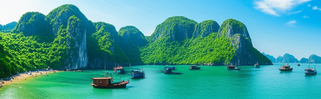 깟바섬 풍경 - 보트 위 사람