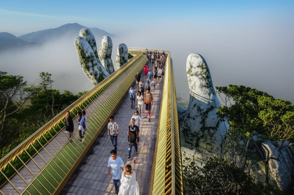 두 손이 받치고 있는 골든 브릿지