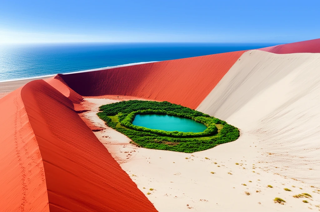 무이네의 붉은 사구와 바다 전경