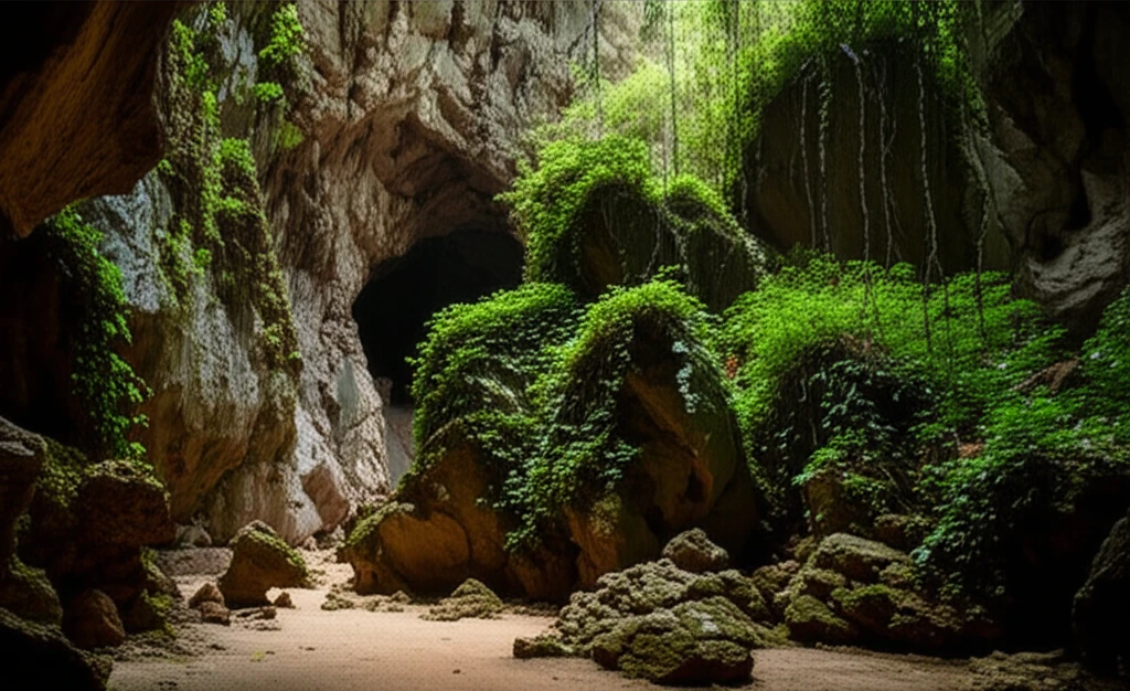 아름다운 석회암 동굴 내부