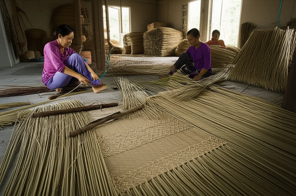 킴선 갈대 매트 공예품