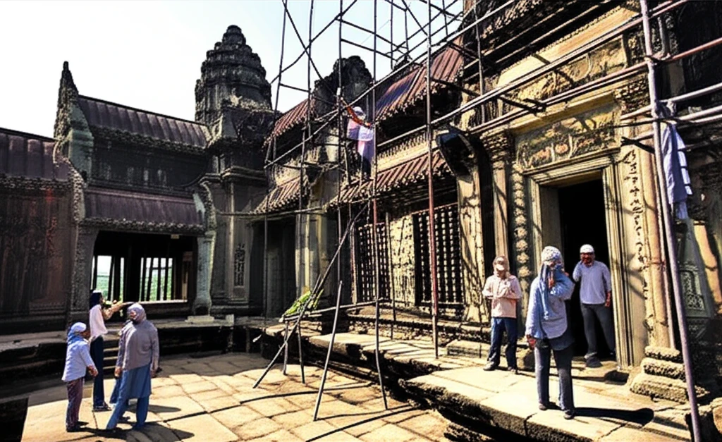 앙코르와트를 방문한 관광객들