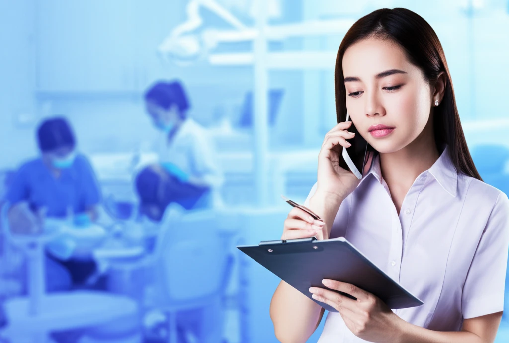 보험사 담당자와 통화하는 이미지