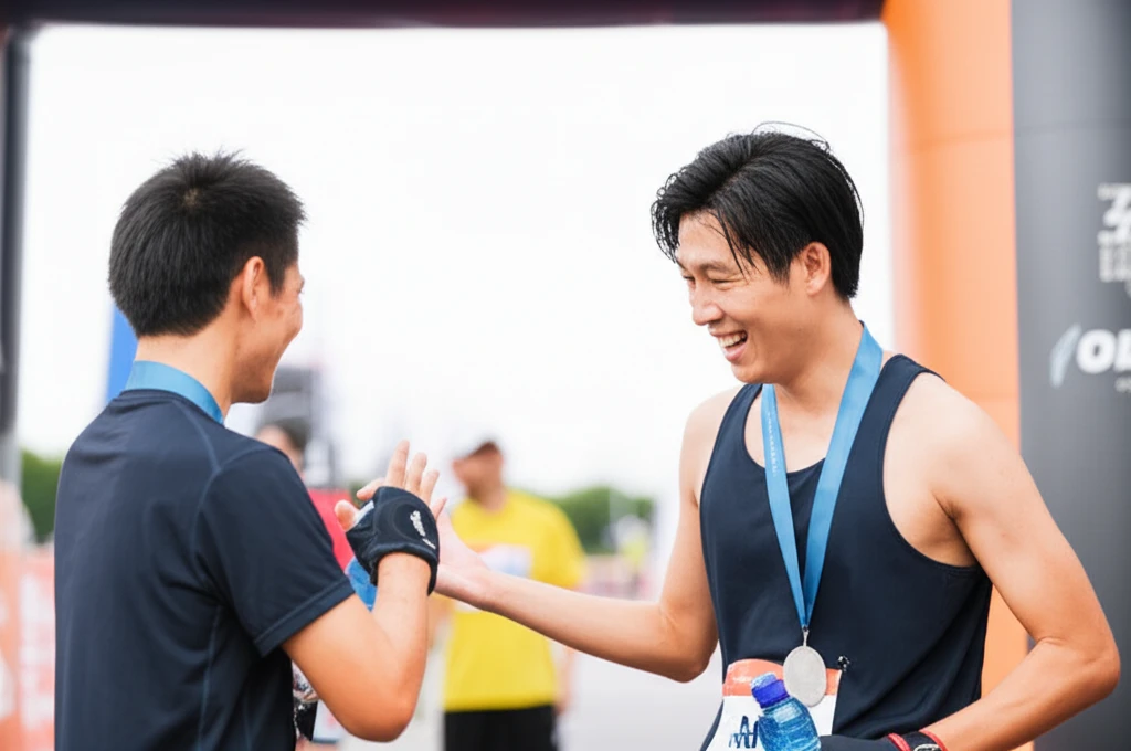 활기찬 마라톤 대회 풍경