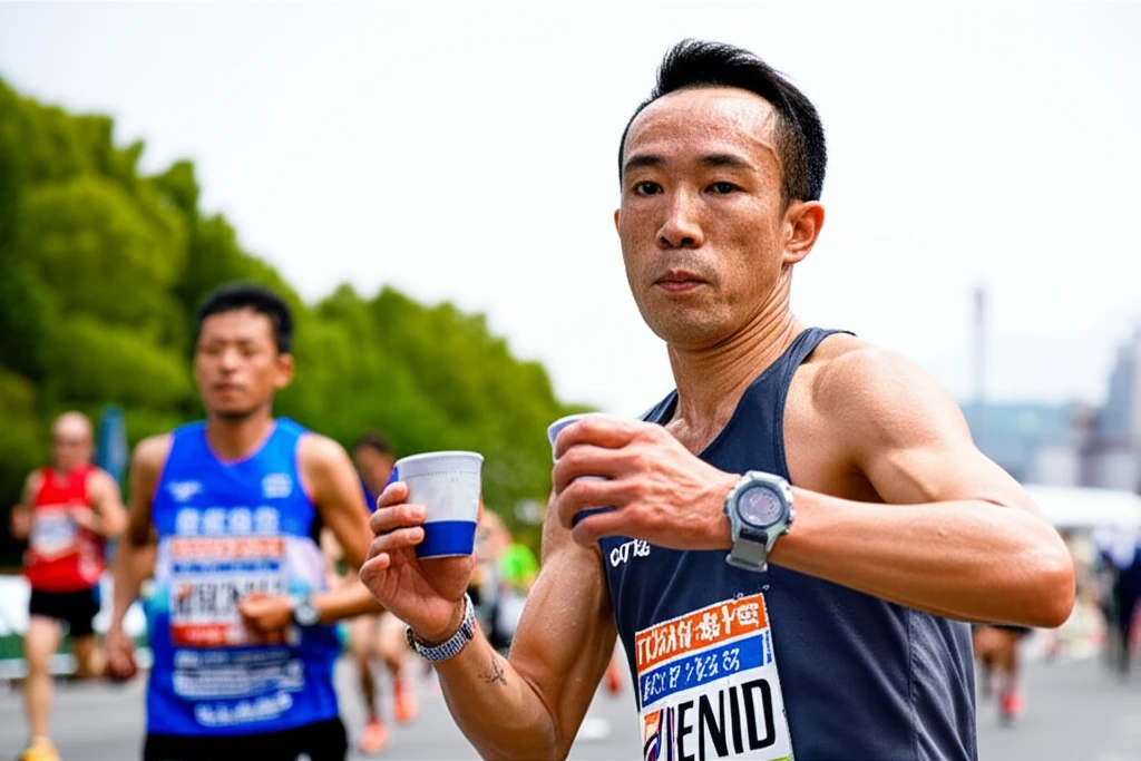 마라톤 코스를 달리는 주자들